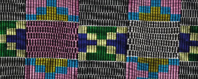 Détail d’un tissu kente. Togo, Kpalimé. Peuple Ewé © Collection Anne Grosfilley