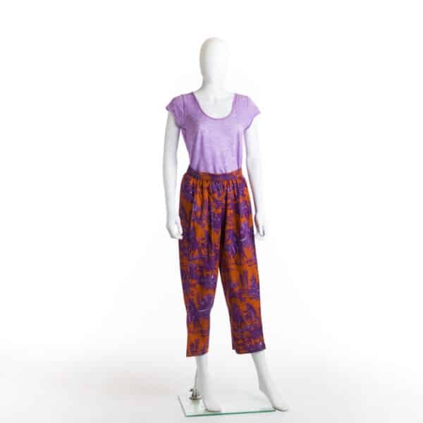 PANTALON "LE MEUNIER SON FILS ET L'ANE" VIOLET ET NOISETTE S/M – Image 3