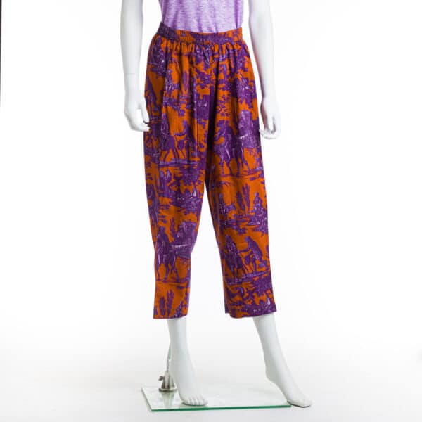 PANTALON "LE MEUNIER SON FILS ET L'ANE" VIOLET ET NOISETTE S/M