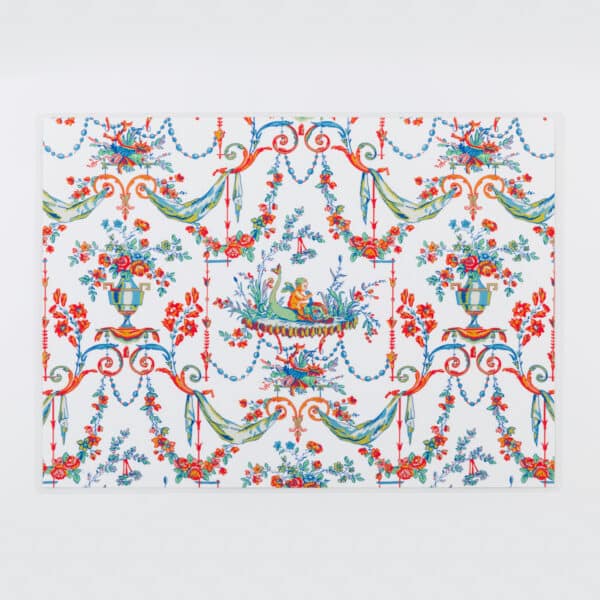 SET DE TABLE PLASTIFIE "L'ENFANT AU DAUPHIN" -VERT/ORANGE