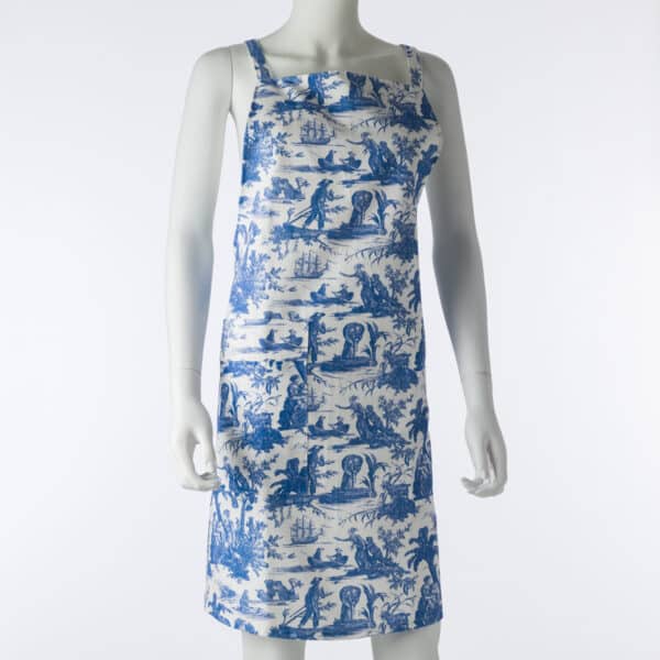 TABLIER "PAUL ET VIRGINIE"  BLEU