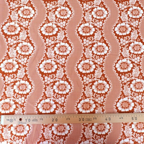 TISSU "FLEURS STYLISEES" TERRACOTA – Image 2