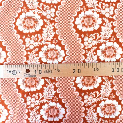 TISSU "FLEURS STYLISEES" TERRACOTA