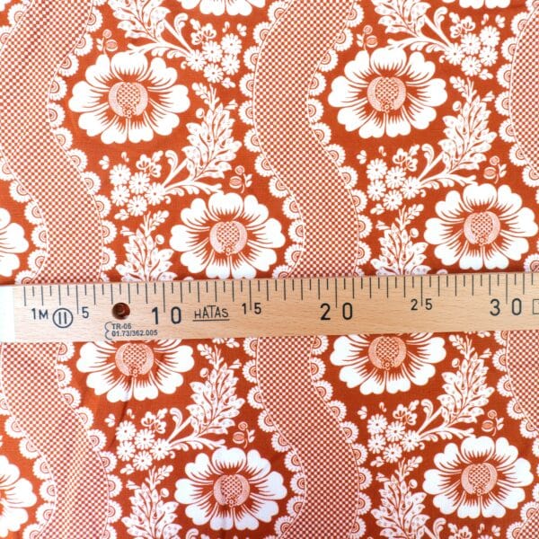 TISSU "FLEURS STYLISEES" TERRACOTA