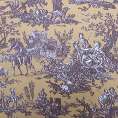 TISSU ENDUIT "LE MEUNIER SON FILS ET L'ANE" CAFE AU LAIT