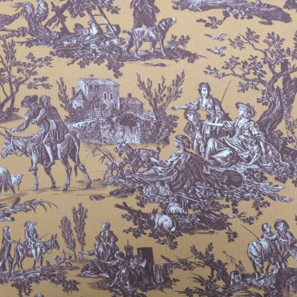 TISSU "LE MEUNIER SON FILS ET L'ANE" CAFE AU LAIT
