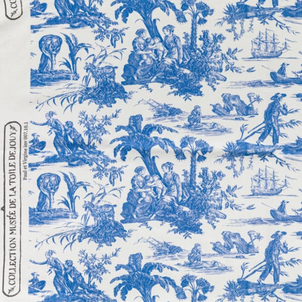 TISSU "PAUL ET VIRGINIE" BLEU DIRECTOIRE