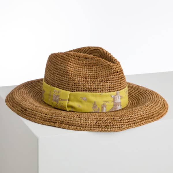 CHAPEAU RAPHIA TRESSé "LIBERTE AMERICAINE" CELADON