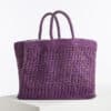 SAC RAPHIA  "GUIRLANDE DE FLEURS" VIOLET