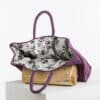 SAC RAPHIA  "GUIRLANDE DE FLEURS" VIOLET – Image 2