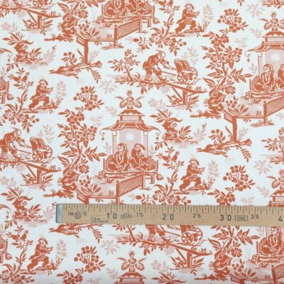TISSU "LE CHINOIS A LA BROUETTE" TERRACOTTA
