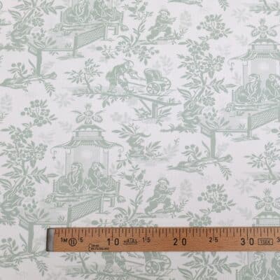 TISSU "LE CHINOIS A LA BROUETTE" CELADON
