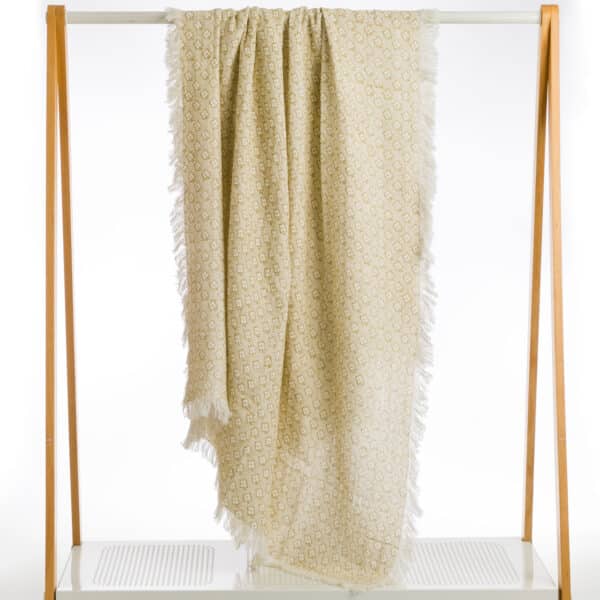 PLAID GAZE DE COTON "FLEURS sur FOND PICOTE" BRONZE