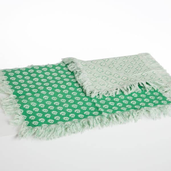 SET DE TABLE/2 "CHARDONS"- "FLEURS" - VERT PRAIRIE