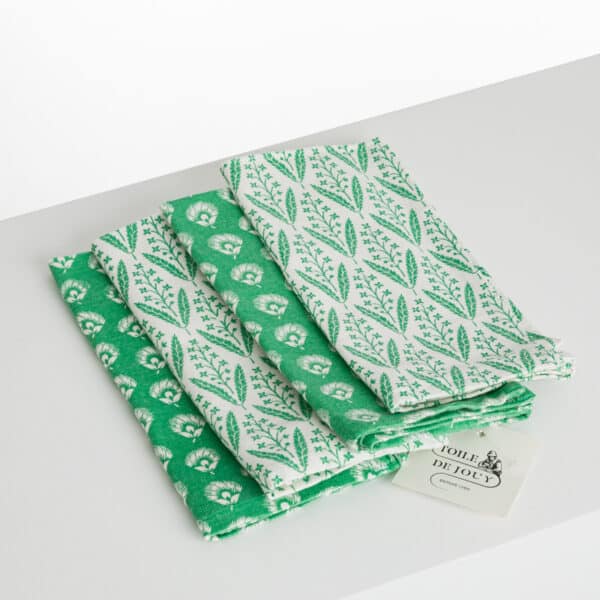 SERVIETTES DE TABLE /4  "CHARDONS"-"EPIS" - VERT PRAIRIE