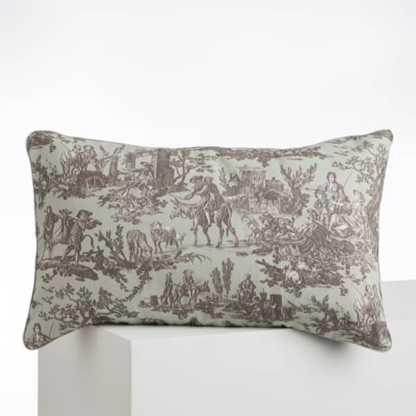 COUSSIN 30/50 "LE MEUNIER SON FILS ET L'ANE"  CELADON