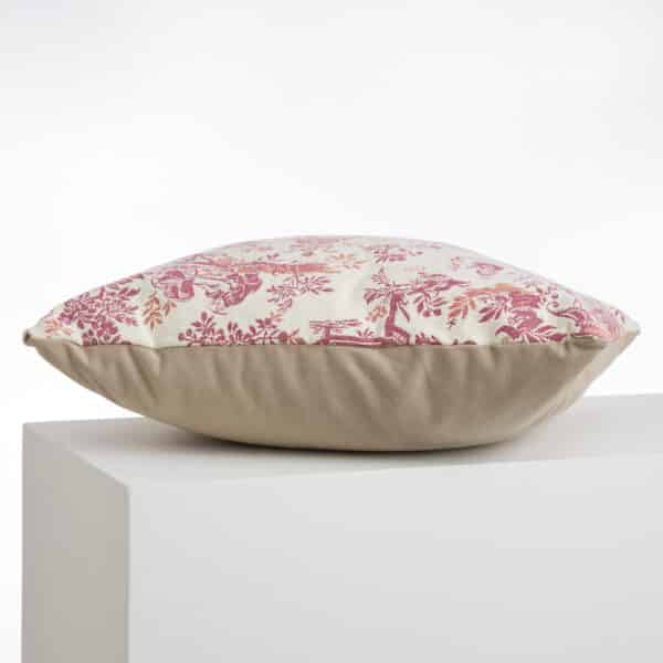 COUSSIN TISSE 48/48 "LE CHINOIS A LA BROUETTE" ROSE – Image 2
