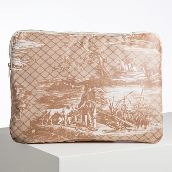 HOUSSE ORDINATEUR "LA CHASSE A JOUY" TANNIN (Toile enduite)