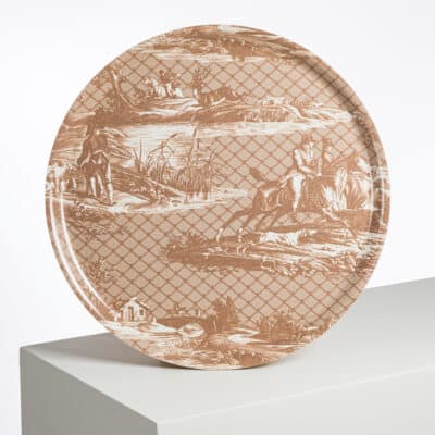 PLATEAU ROND DIAM 46CM "LA CHASSE A JOUY" TANNIN