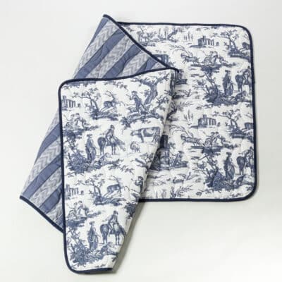Bout DE LIT MATELASSE "LES PLAISIRS DE LA CAMPAGNE" Bleu