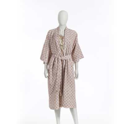 KIMONO "FLEURS SUR RAYURES" TANNIN