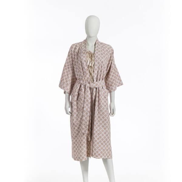 KIMONO "FLEURS SUR RAYURES" TANNIN
