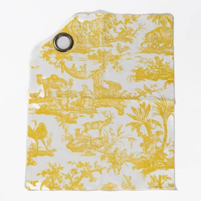 TISSU "LES 4 PARTIES DU MONDE" JAUNE BOUTON D'OR