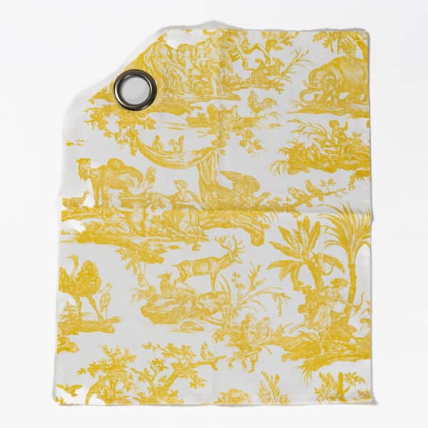 TISSU "LES 4 PARTIES DU MONDE" JAUNE BOUTON D'OR