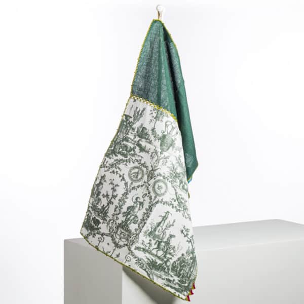 GRAND TORCHON BRODE "LIBERTE AMERICAINE" VERT EMPIRE