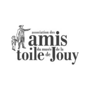 Logo avec un dessin d'un adulte et d'un enfant en habits historiques, à côté du texte : "association des amis du Musée de la Toile de Jouy" en différentes tailles de caractères. - Musée de la Toile de Jouy