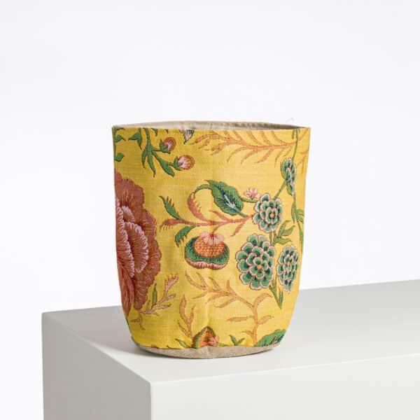 CACHE POT TISSE "FLEURS STYLISEES" JAUNE – Image 2