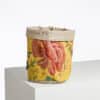 CACHE POT TISSE "FLEURS STYLISEES" JAUNE