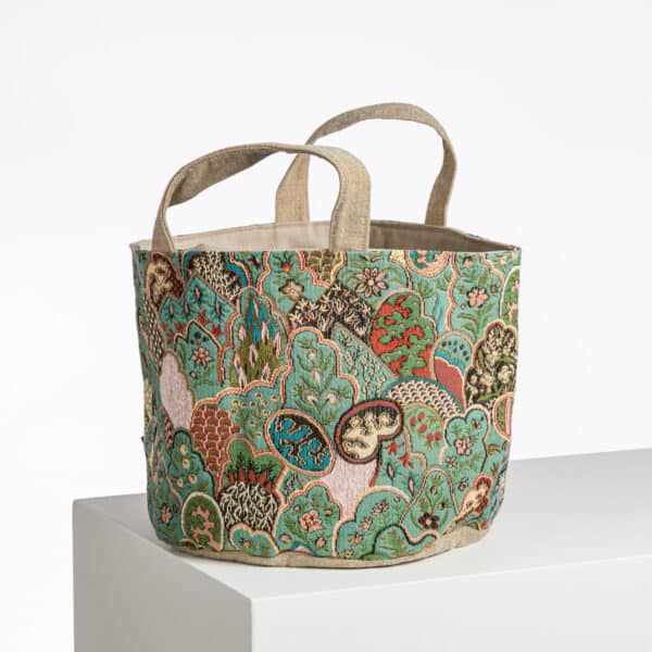 PANIER TISSE "IMBRIQUE CHINOIS" BLEU
