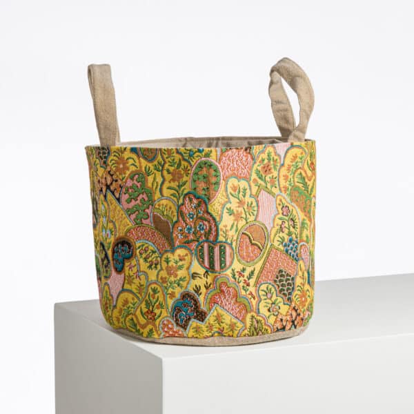 PANIER TISSE "IMBRIQUE CHINOIS" JAUNE