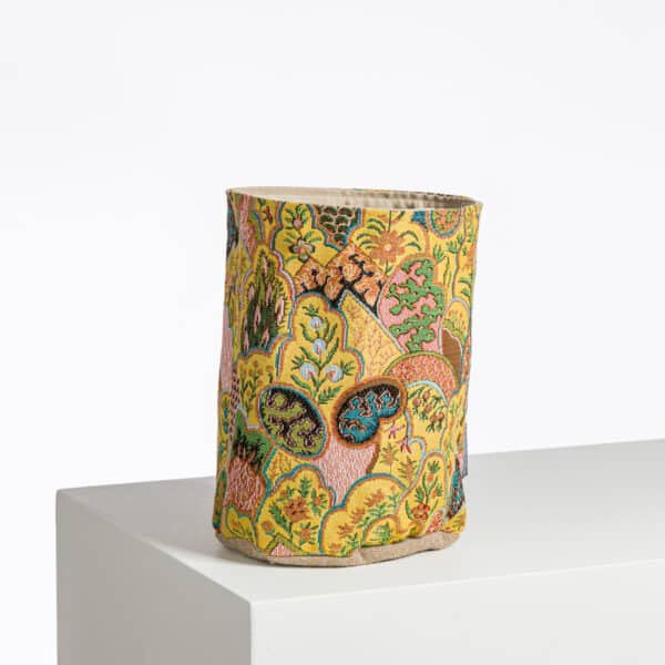 CACHE POT TISSE "IMBRIQUE CHINOIS" JAUNE