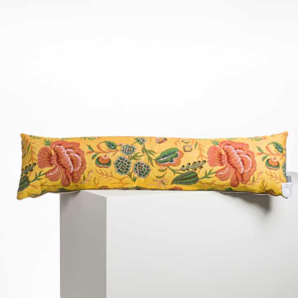 COUSSIN TISSE 22X88 "FLEURS STYLISEES" JAUNE