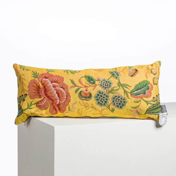 COUSSIN TISSE 22X58 "FLEURS STYLISEES" JAUNE