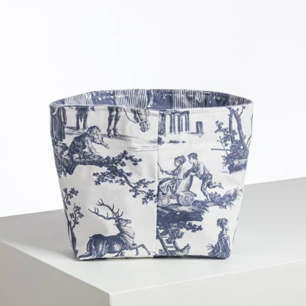 CORBEILLE A PAIN/CACHE POT "LES PLAISIRS DE LA CAMPAGNE" BLEU – Image 2