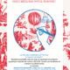 Affiche du Prix Toile de Jouy 2025 "Bulles de Jouy" au Musée de la Toile de Jouy, représentant un gros doigt touchant une montgolfière ornée de personnages anciens et de motifs textiles rouges. Les détails de l'événement en français mettent en valeur ce concours créatif. - Musée de la Toile de Jouy