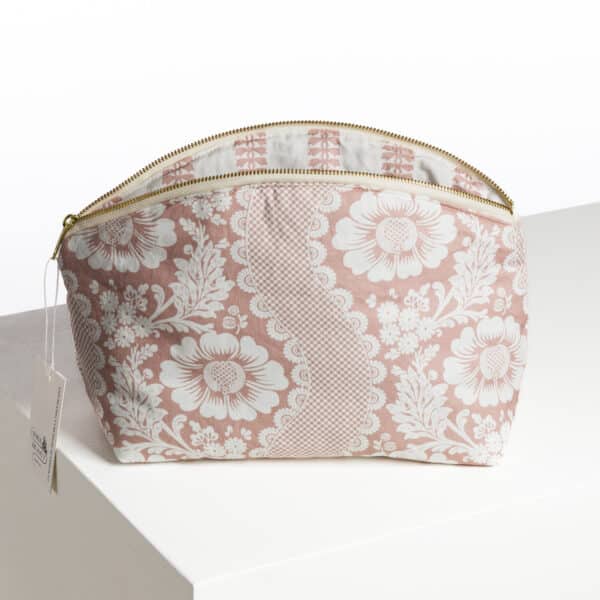 TROUSSE ARRONDIE "FLEURS STYLISEES SUR MONTANTS ONDULANTS" ROSE POUDRE – Image 2