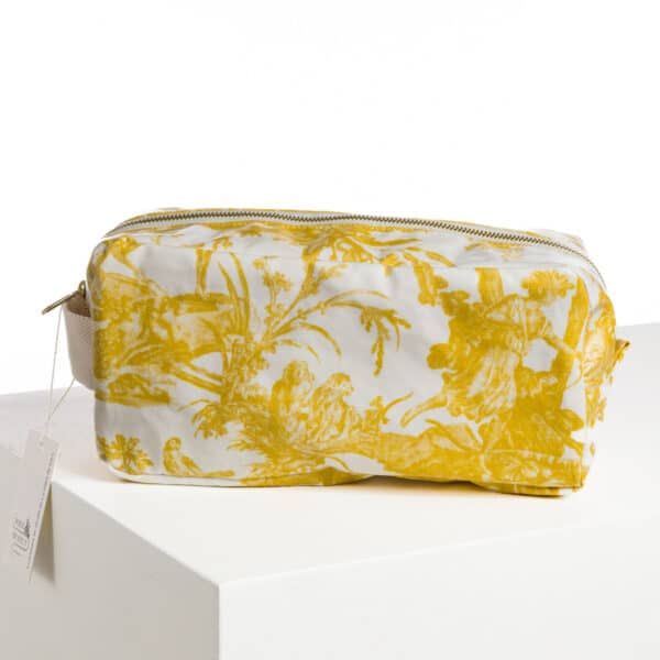 TROUSSE DE TOILETTE RECTANGULAIRE ENDUITE "LES 4 PARTIES DU MONDE" Jaune bouton d'or