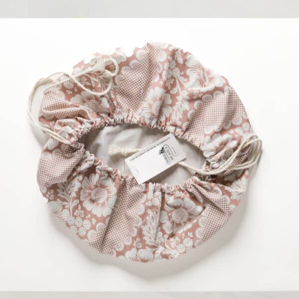 SAC A SALADE "FLEURS STYLISEES SUR MONTANTS ONDULANTS" ROSE POUDRE – Image 2