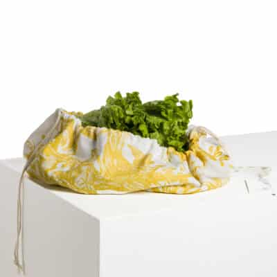 SAC A SALADE "4 PARTIES DU MONDE" JAUNE BOUTON D'OR
