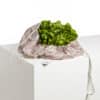 SAC A SALADE "FLEURS STYLISEES SUR MONTANTS ONDULANTS" ROSE POUDRE