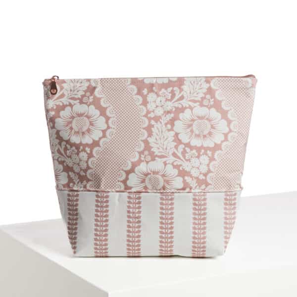 GRANDE TROUSSE "FLEURS STYLISEES SUR MONTANTS ONDULANTS" ROSE POUDRE