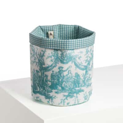 CACHE POT/CORBEILLE "COURONNEMENT DE LA ROSIERE" BLEU LAGON