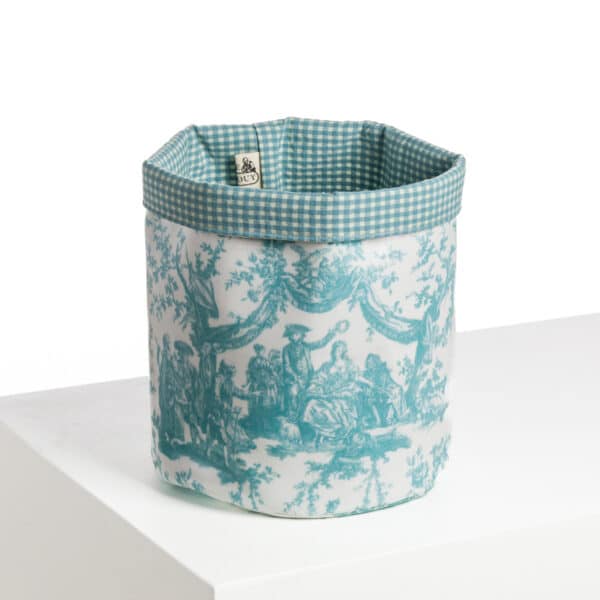CACHE POT/CORBEILLE "COURONNEMENT DE LA ROSIERE" BLEU LAGON
