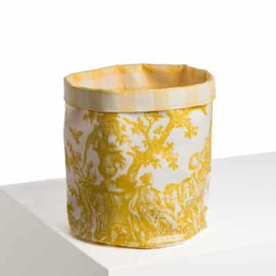 CACHE POT/CORBEILLE "4 PARTIES DU MONDE" JAUNE BOUTON D'OR