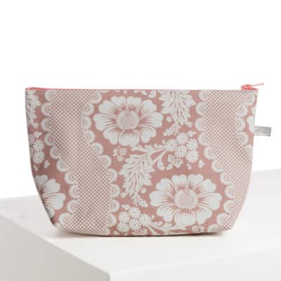 TROUSSE PENELOPE "FLEURS STYLISEES" ROSE POUDRE