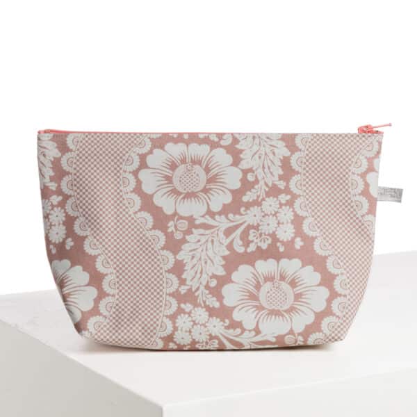 TROUSSE PENELOPE "FLEURS STYLISEES" ROSE POUDRE